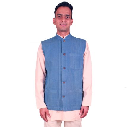 The Indian Spirit Denim Blue Handloom Jacket IS-HJ-DB-01